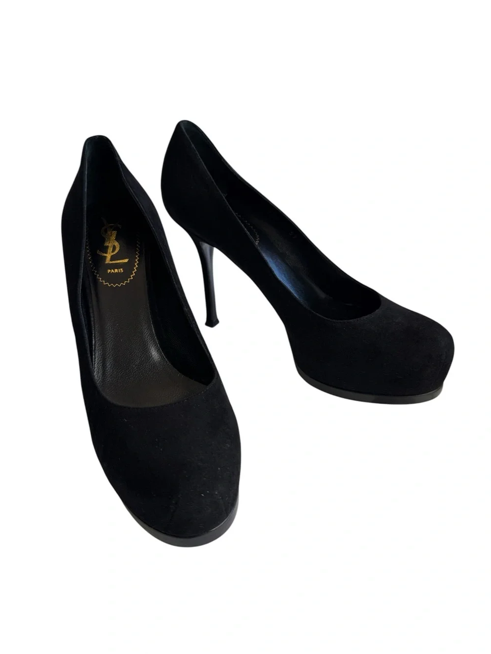Yves Saint Laurent Black Suede Platform Pumps